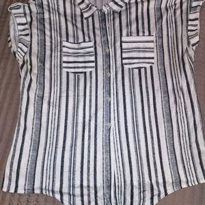 Striped tie front button down